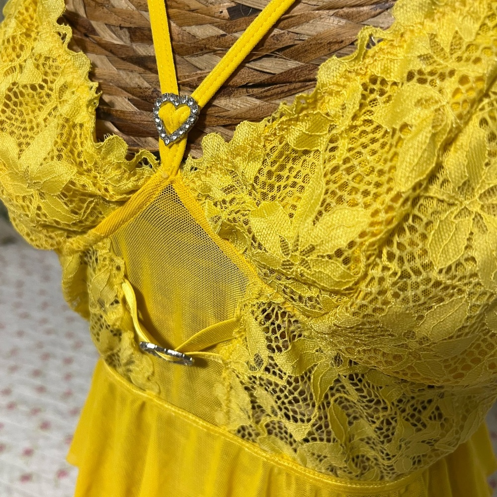 Yellow Sheer Lace & Nylon “Genie”Style PJs / Costume